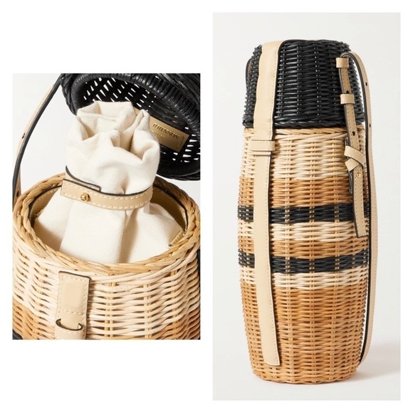 ULLA JOHNSON Meadow leather-trimmed rattan bottle bag - Picture 2 of 12